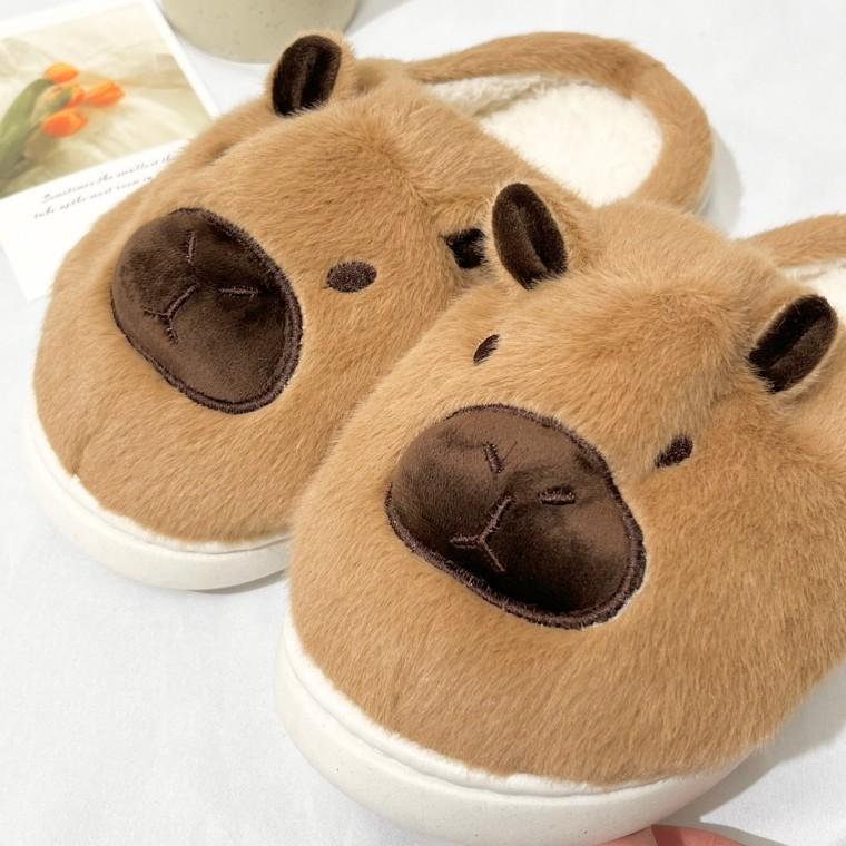 카피바라 털 슬리퍼 인형 실내화 신발 따뜻한 귀여운 겨울
