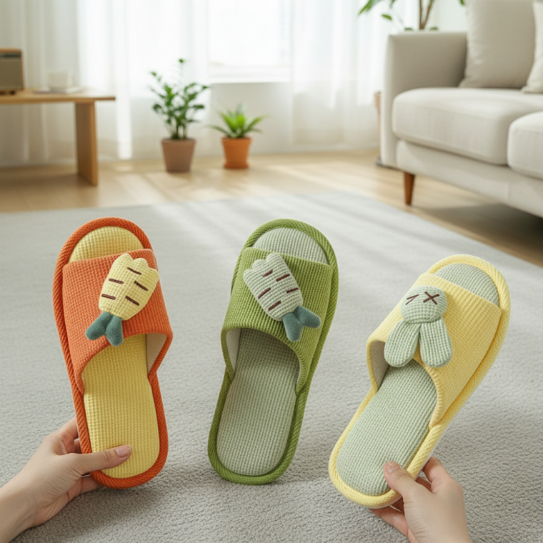 토끼 당근 거실 실내화 층간소음 방지 쿠션 슬리퍼 4컬러