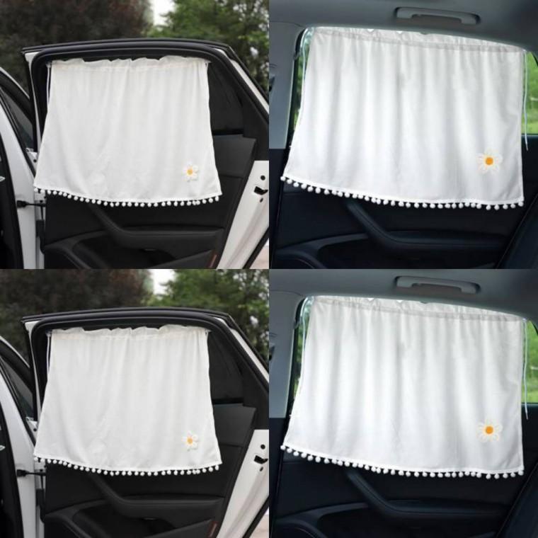 커튼식 차량용 햇빛가리개 꽃한송이 차커텐 차박