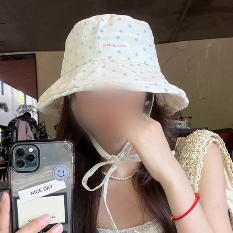 여성 땡땡이 파스텔 도트 버킷햇 벙거지 정글 여름 모자