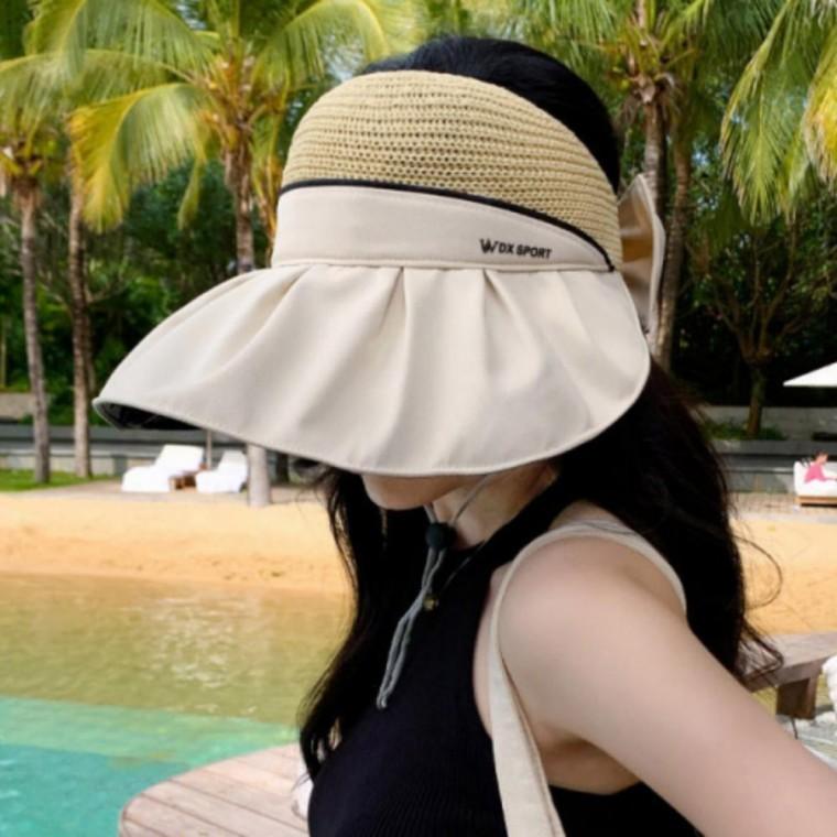 리본 와이드 챙 돌돌이 접이식 썬캡 여름 버킷햇 모자