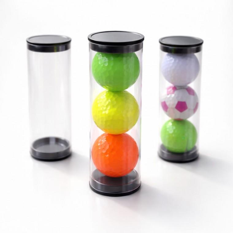 3구 골프공 케이스 투명 원통 볼케이스