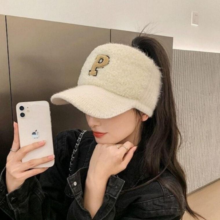 캐주얼 니트뽀글이 골프모자 캡모자 반모자 아이보리