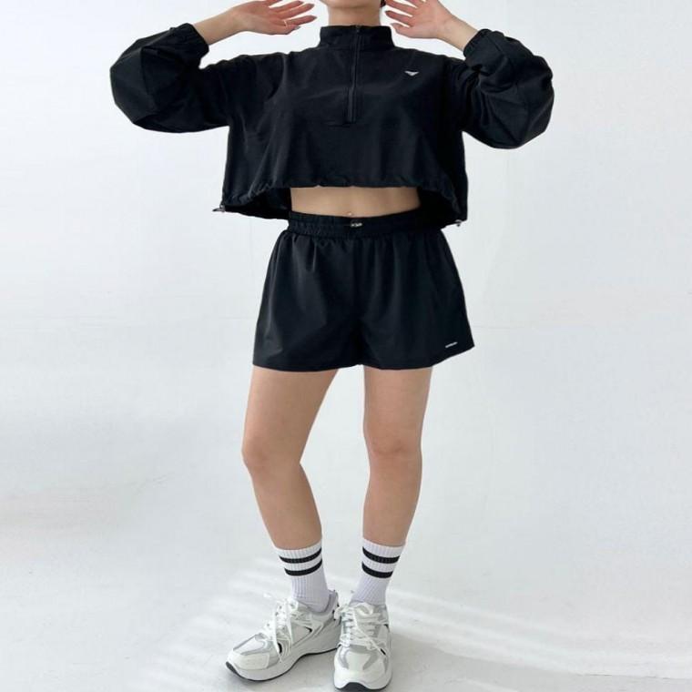 여성용 골프 테니스 크롭 바람막이 반바지 세트 에어 셋업