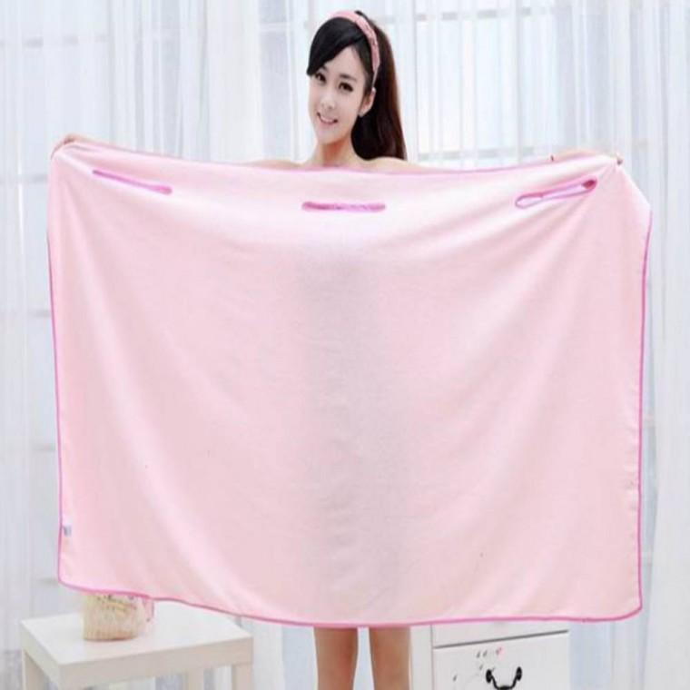 원피스형 샤워 가운 핑크 극세사샤워가운 골프장샤워가운