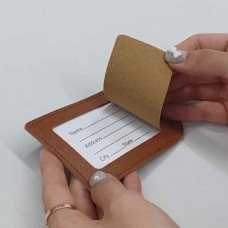 네임택 골프백 커버형 브라운 여행네임택 캐리어네임택 여행가방이름표 가방네임택