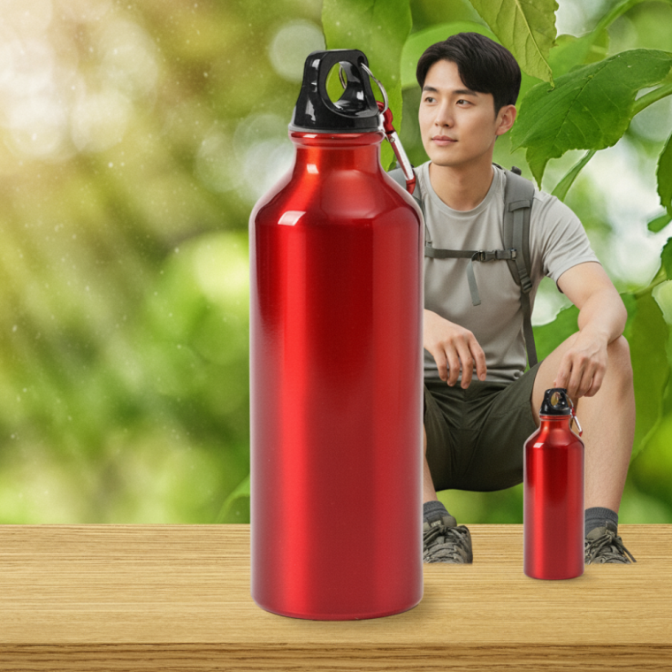 가벼운 등산 캠핑용 알루미늄 스포츠 물병 500ml 레드 휴대용 물통