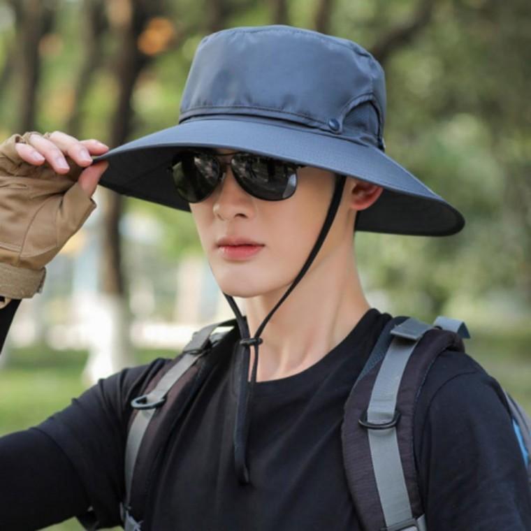 남성 통기성 후드 탈부착 여름 메쉬 모자 사파리 모자 등산 낚시 캠핑용 햇빛가리개 자외선차단 아웃도어
