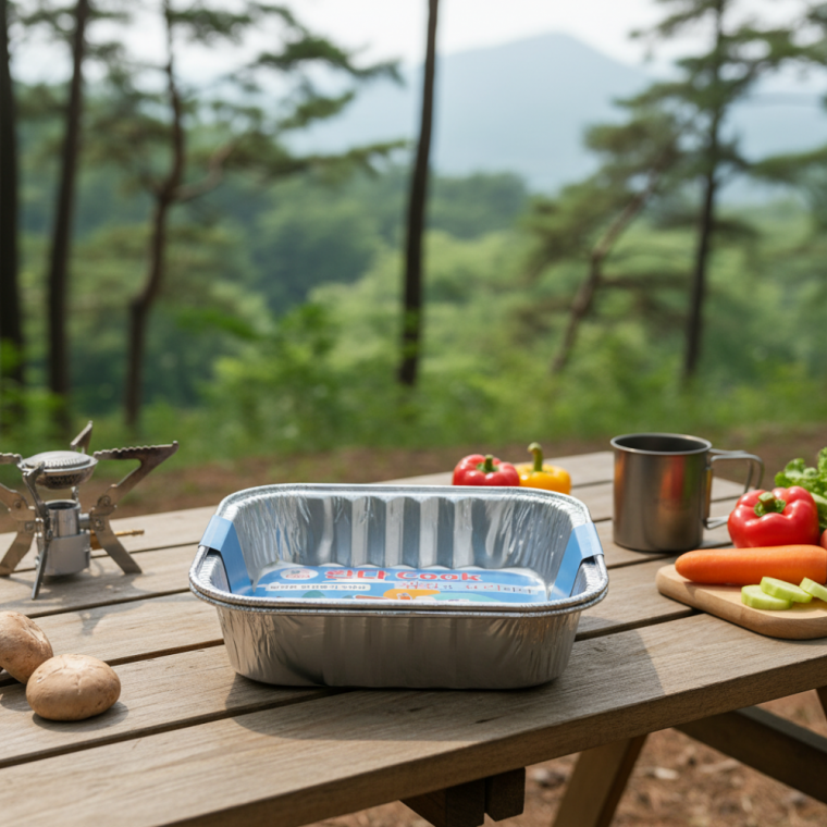 직화용 사각 알루미늄 냄비 캠핑용 간편 조리용기 정사각2호 3P 세트