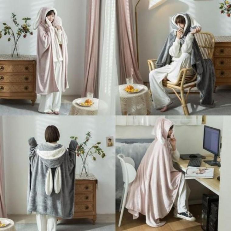 망토담요 극세사 무릎담요 후드담요 러블리 토끼