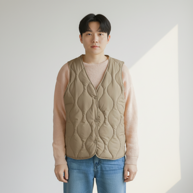남성 경량 패딩조끼 사무실 사무용 퀼팅 레이어드 조끼 185
