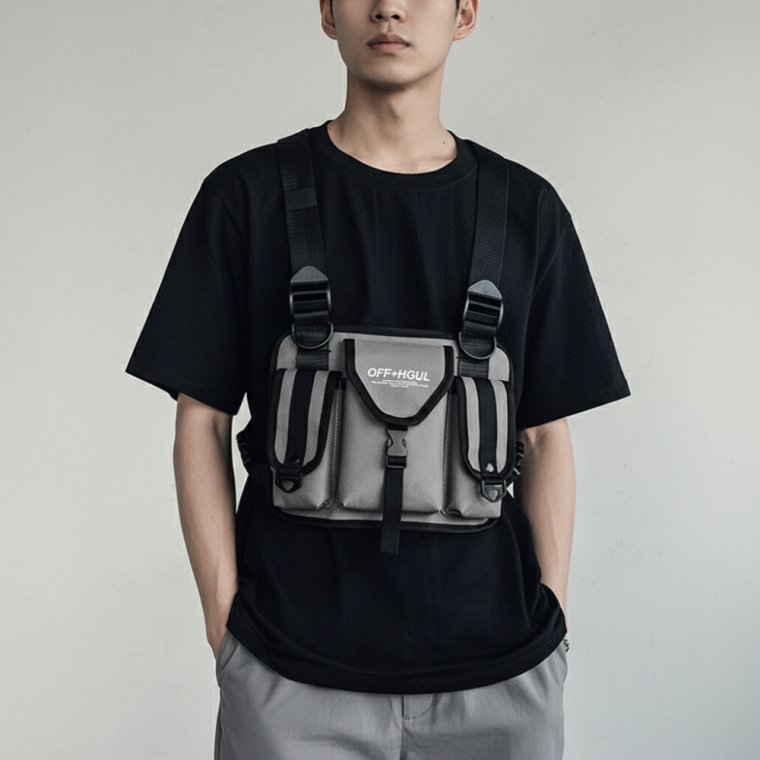 러닝 트레이닝 조끼형 가슴가방 여행용 경량 크로스 체스트백 그레이