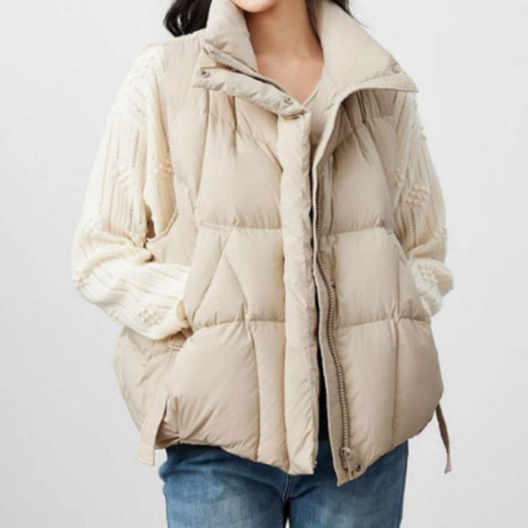 패딩 조끼 여성 베스트 겨울 경량 덕다운 베이직