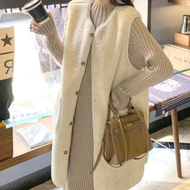 조끼 롱 베스트 누빔 보온 뽀글이 후리스 양털 여자