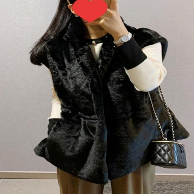 여성 2컬러 부드러운 촉감 페이크퍼 베스트 털조끼