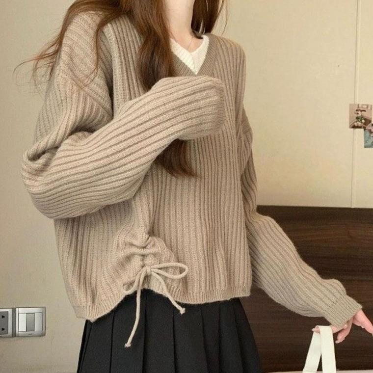 업 브이넥 골지 니트 RNR0015 forest 조끼 여성 lambswool 스웨터 하프넥 브이넥 터틀넥 V넥 crewneck 브이