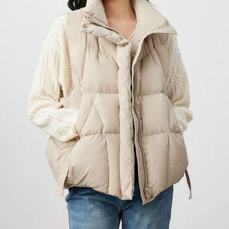 여성 베이직 데일리 아우터 간절기 오리털 스탠드넥 겨울 패션 패딩조끼