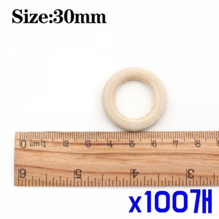 DIY 공예용 30mm악세서리 다용도 우드링 x100개