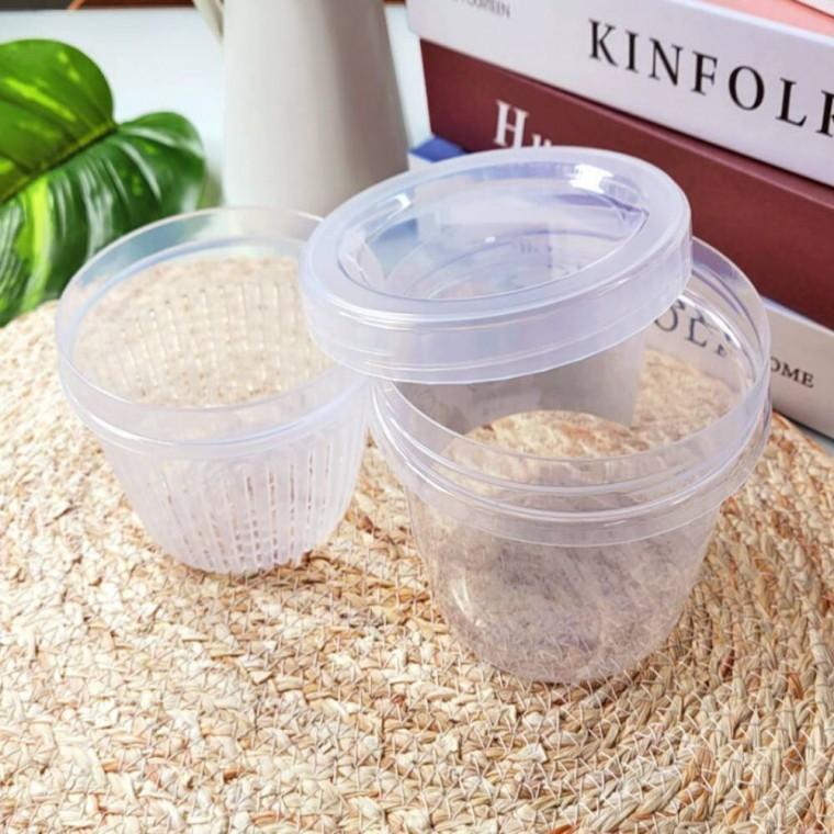 채반 밀폐통 원형 500ml 다용도 야채보관용기
