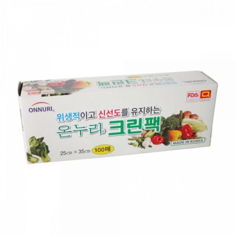 롤백 온누리 크린팩 100매 25x35cm 위생비닐 식품보관용 다용도팩 신선도유지 냉장냉동가능 위생백