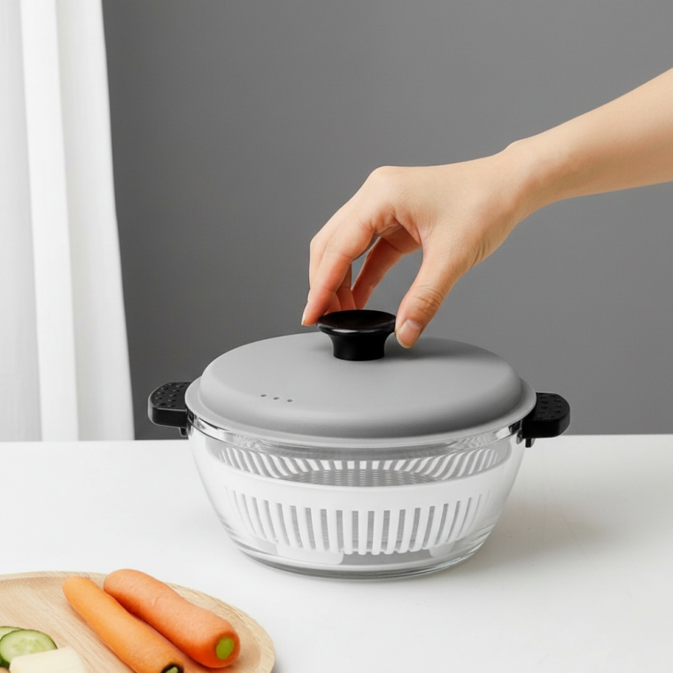 전자레인지 조리용 내열유리 찜기 다용도 원형 용기 1L 1.5L 구성