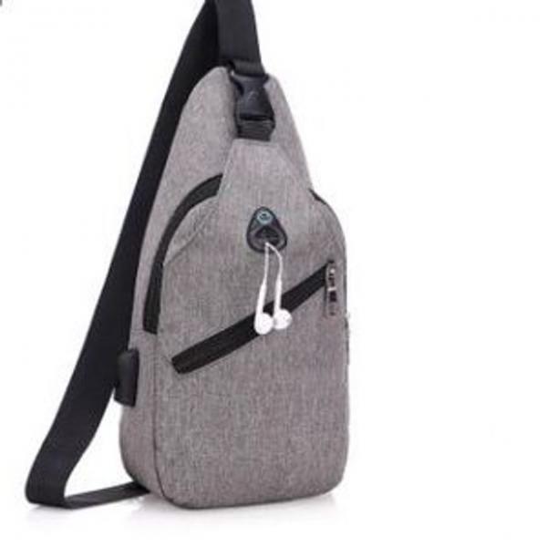 지퍼 크로스백 USB 슬링백 캐주얼 여행용 힙색