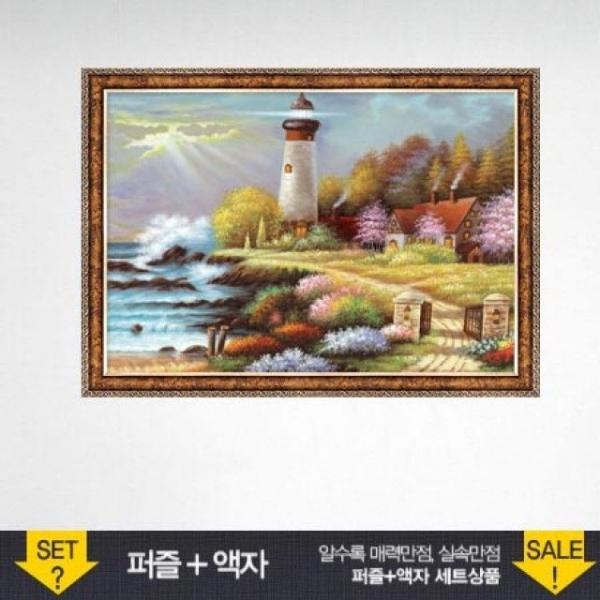 500조각 직소퍼즐 - 일몰이 비치는 등대 (액자포함)