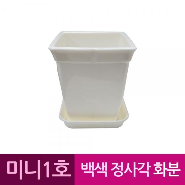 정사각 백색 도자기느낌 플라스틱화분 1호 A