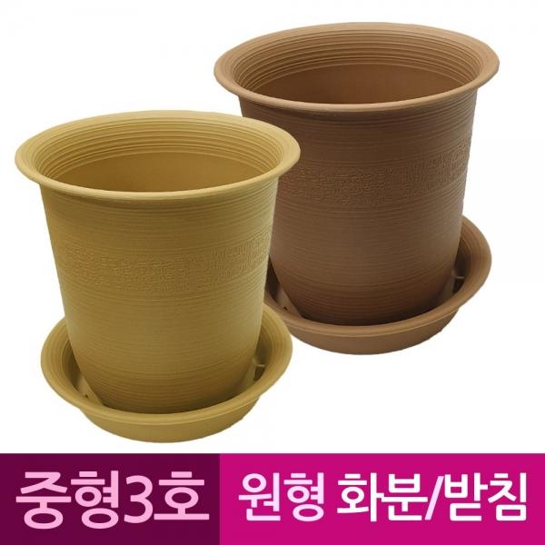 웰빙 원형 플라스틱화분 화분받침 중형3호 A