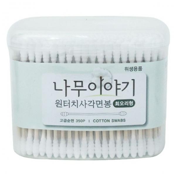 나무이야기 원터치 사각면봉 350p 회오리형
