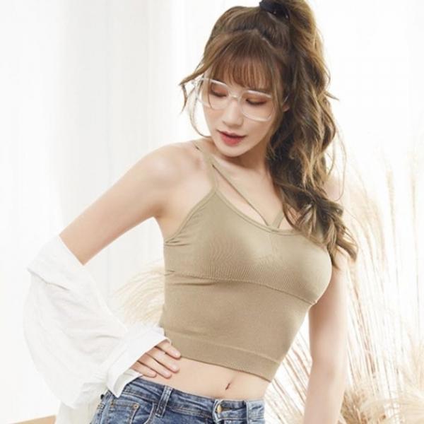 여성 여자 예쁜 몸매 민소매 이너웨어 속옷 택 베이지