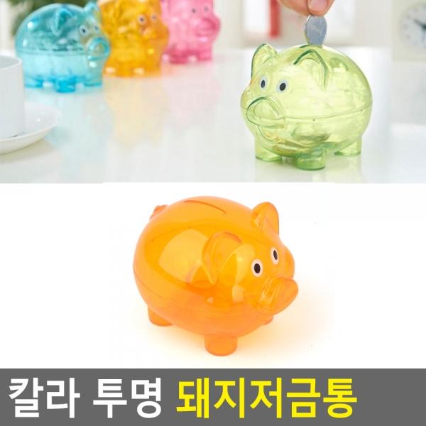 칼라 투명 돼지저금통
