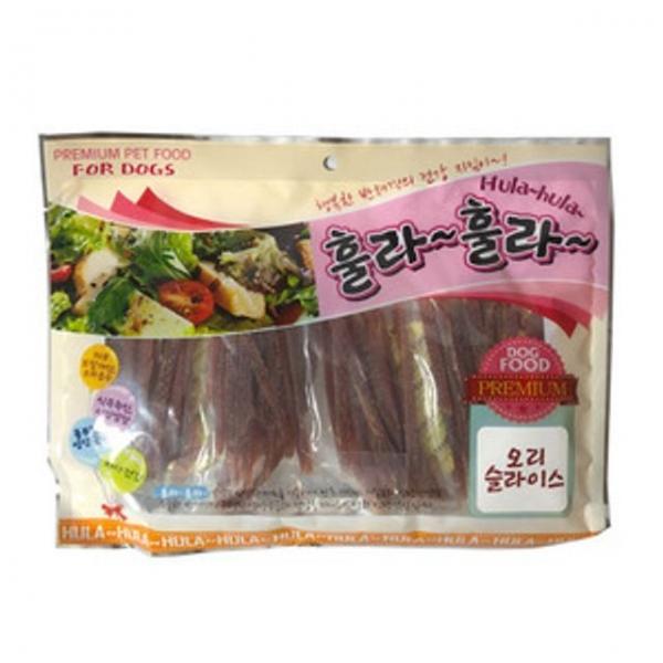 훌라훌라 강아지간식 애견간식 오리 슬라이스 300g