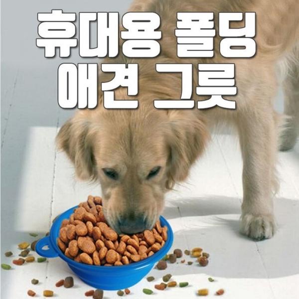 애견 휴대용 접이식 강아지 물병 식기 밥그릇 물그릇