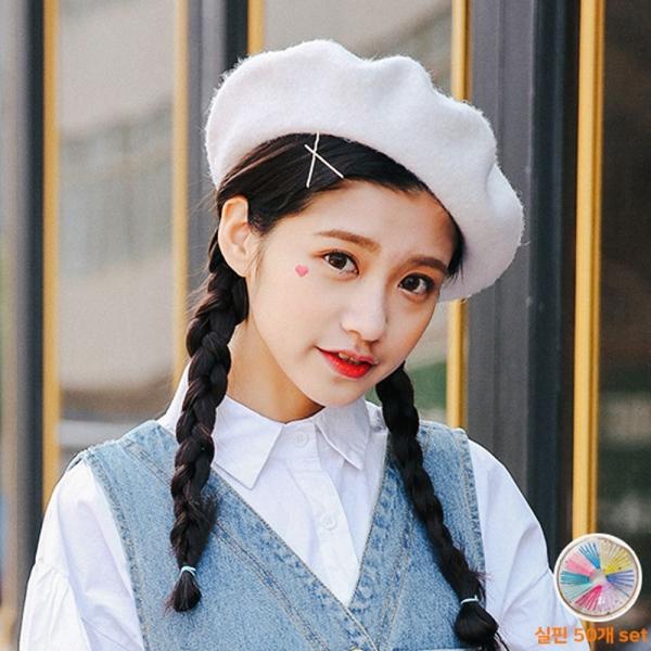여자 앞 옆 머리 고정 핀 헤어 실핀 컬러 실삔 50개