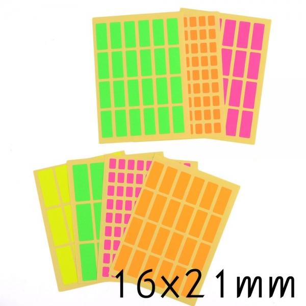 16x21mm 단색 형광 컬러스티커 사각 스티커X4개(랜덤)