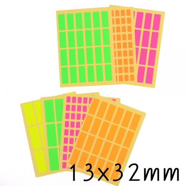 13x32mm 단색 형광 컬러스티커 사각 스티커X4개(랜덤)