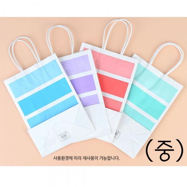 라인 사각 종이봉투 종이백(중)X10개 컬러쇼핑백 가방