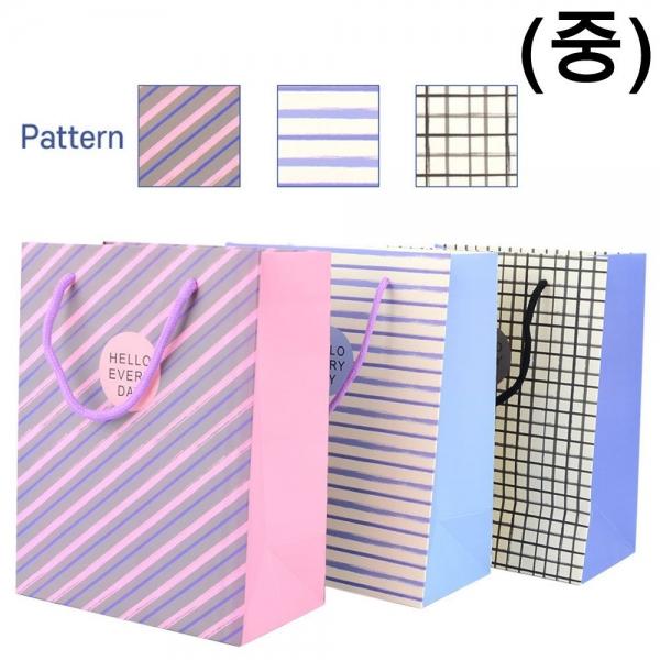 체크 쇼핑백 패턴 종이가방 디자인 선물백(중) X10개