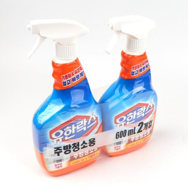 유한락스 주방청소용 스프레이 600ml 2개