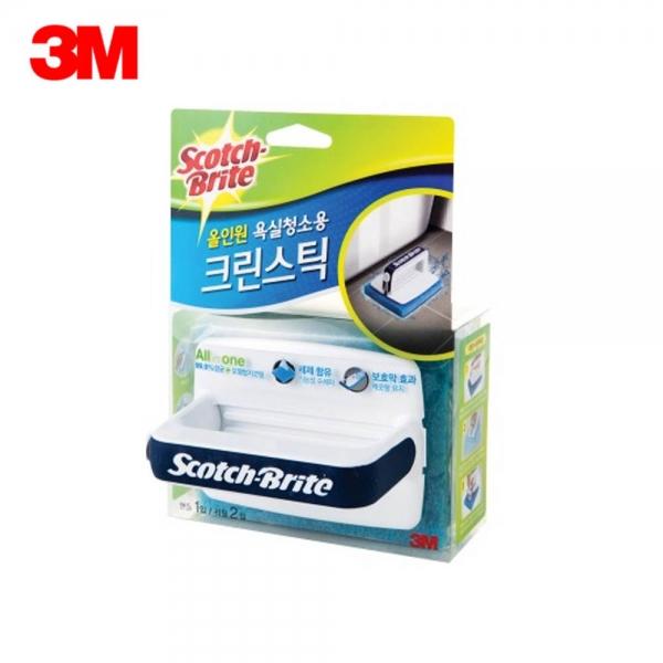3M 올인원 욕실청소용 크린스틱 변기솔 핸들1+리필2