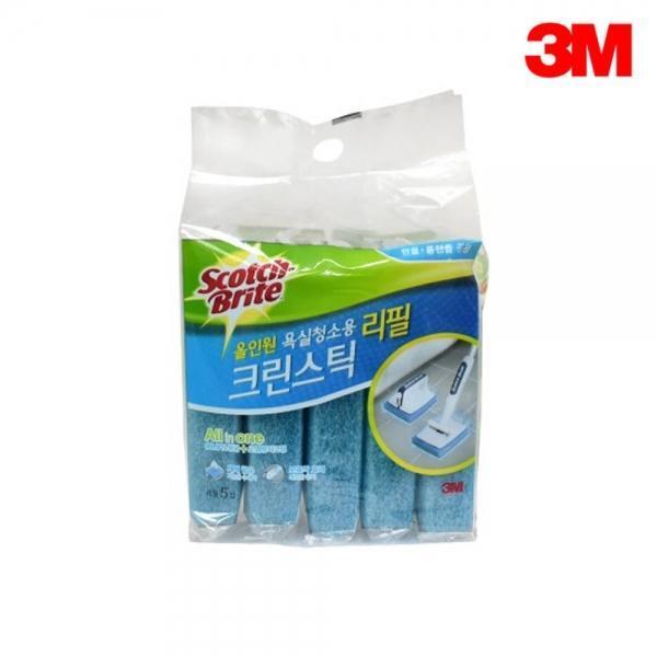 3M 올인원 욕실청소용 크린스틱 변기솔 리필 5개입