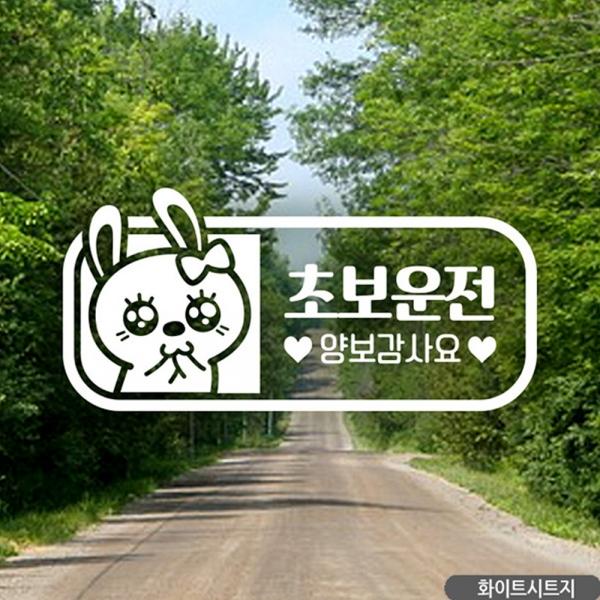 애교토끼 초보운전 양보감사요 자동차스티커 화이트