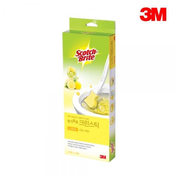 3M 향기톡톡 크린스틱 변기솔 레몬 핸들1+리필2