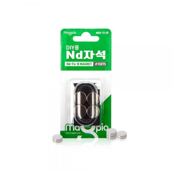 f20 59397 마그피아 DIY용 ND자석 원형 Φ15x5T MND-15-05 4개입 1판 1개입