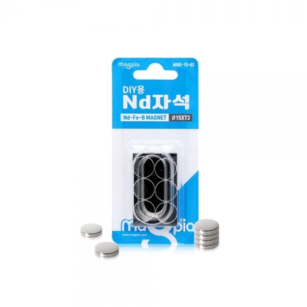 f20 59413 마그피아 DIY용 ND자석 원형 Φ15x3T MND-15-03 6개입 1판 1개입