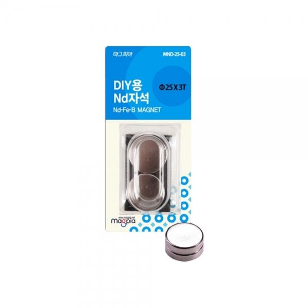 f20 82055 마그피아 DIY용 ND자석 원형 Ø25x3T MND-25-03, 2개입 1판 1개입