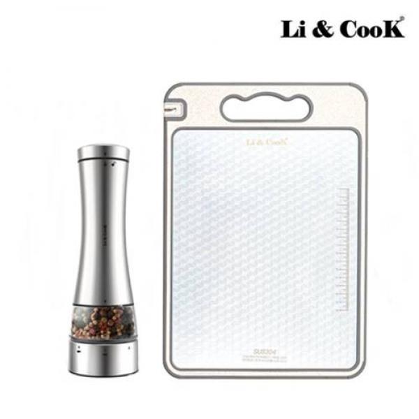 리앤쿡 스텐레스304 더블사이드 컷팅보드+솔트&페퍼 무선 그라인더