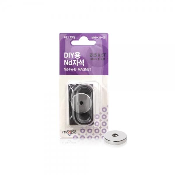 f20 59405 마그피아 DIY용 ND자석 원형구멍 Φ25x5T MNDS-25-05, 1개입 1판 1개입
