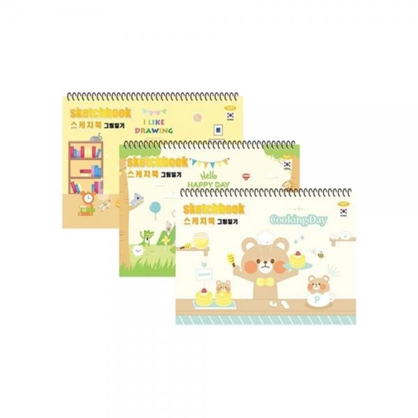 f20 107871 펜피아 2500 양면그림일기 스케치북 디자인 랜덤발송 345x250mm 1권 1개입